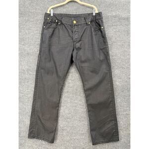 Platini Jeans Mens 38x32 Cougar Dark Wash Coated Denim Relaxed Straight Y2K